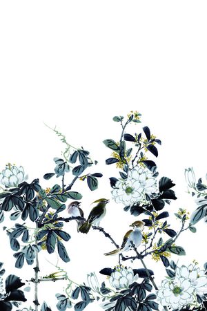花与鸟印花花型图片