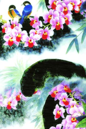 山水画印花花型图片