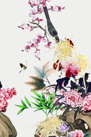花鸟印花花型图片