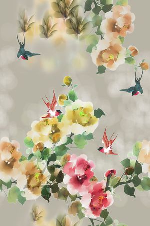 花鸟印花花型图片