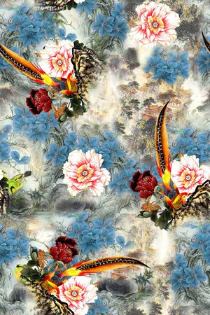 牡丹印花花型图片