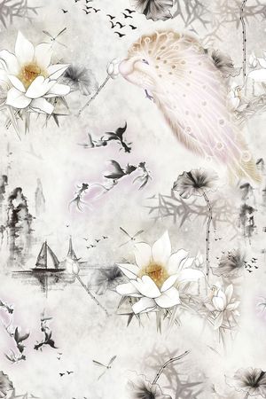 山水画印花花型图片