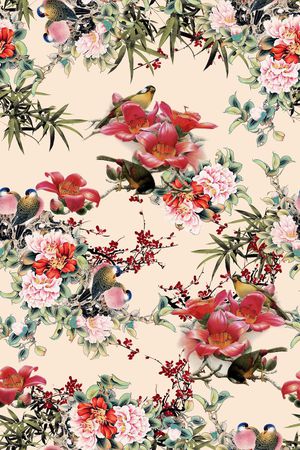 花鸟图印花花型图片