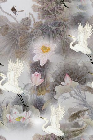 荷花印花花型图片