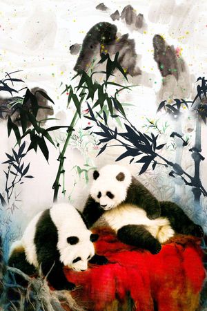 山水画印花花型图片