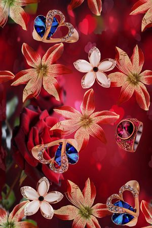 水彩印花花型图片