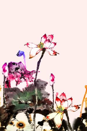 中国风定位花印花花型图片
