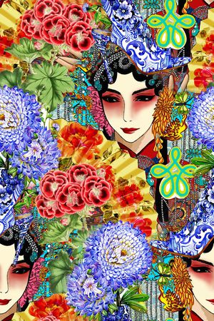 青花印花花型图片