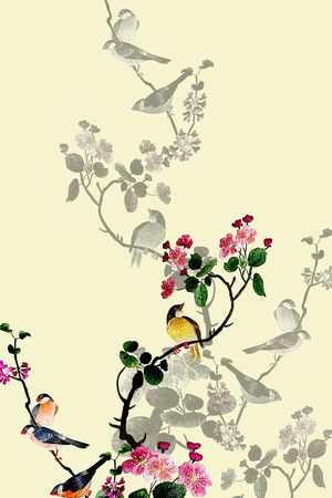 抽象手绘满版中国风印花花型图片