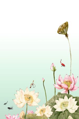 荷花印花花型图片