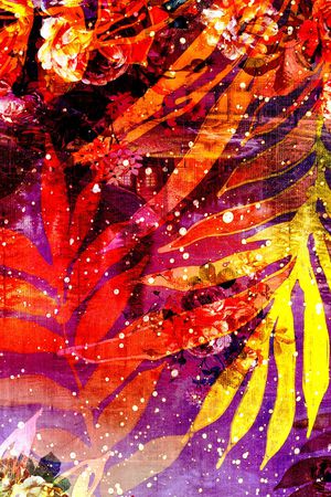抽象长巾花纹印花花型图片