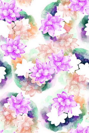 抽象手绘满版水彩花卉印花花型图片