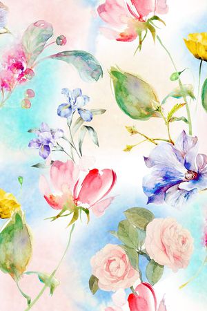 水彩印花花型图片