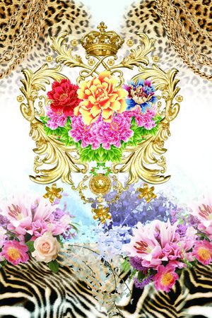 复古豹纹印花花型图片