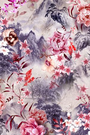 山川印花花型图片