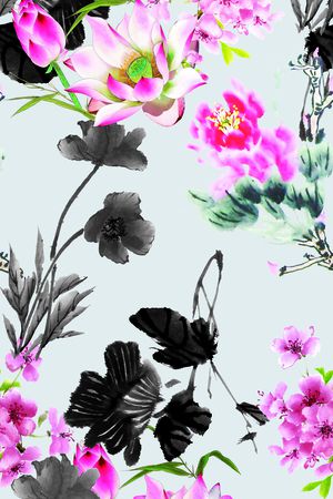手绘印花花型图片