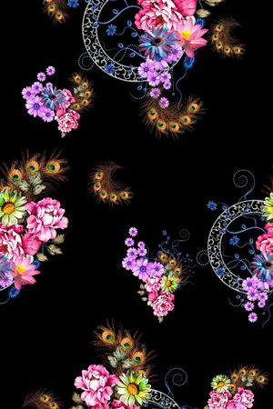 羽毛印花花型图片