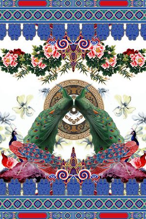 工笔画。女装印花花型图片