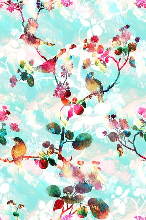 花鸟印花花型图片