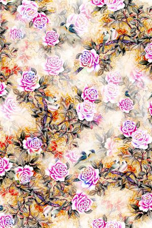 花鸟印花花型图片