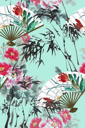竹印花花型图片