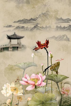 风景印花花型图片