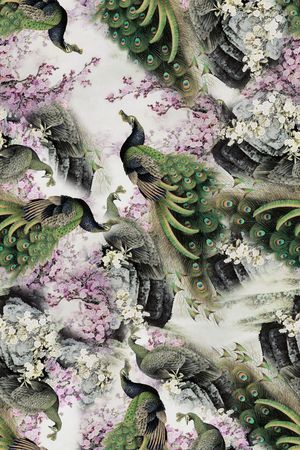 时尚潮流女装裙子旗袍孔雀数码印花印花花型图片