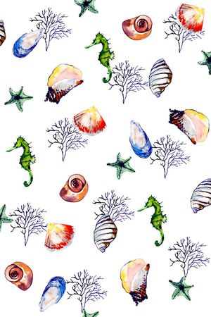 海洋生物印花花型图片