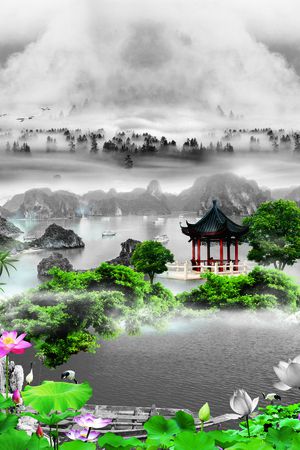 国画印花花型图片