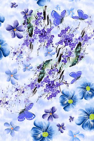 水彩背景印花花型图片