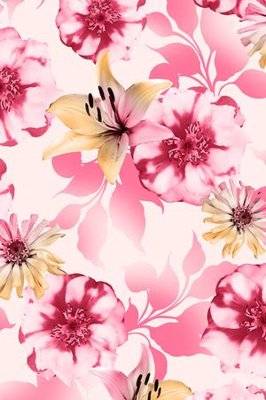 花卉、树叶、渐变色印花花型图片