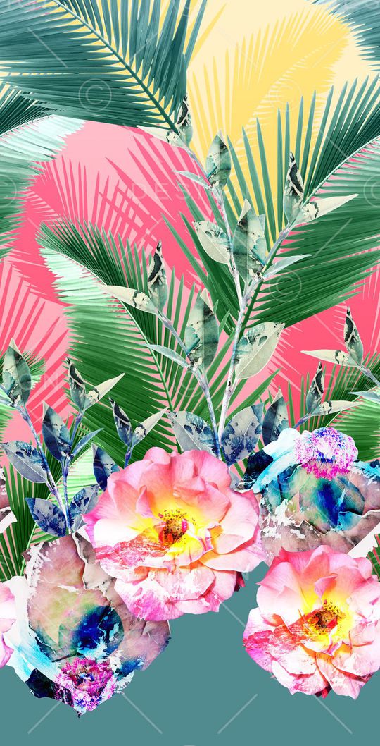 花卉、树叶、抽象效果印花花型图片
