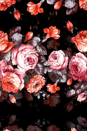 玫瑰花印花花型图片