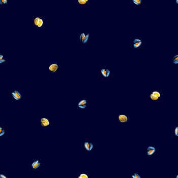 637617-手绘效果海洋生物－贝壳－藏蓝