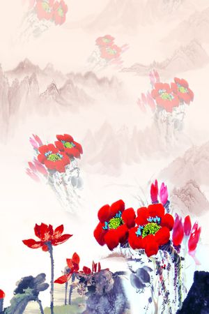 中国风定位花印花花型图片