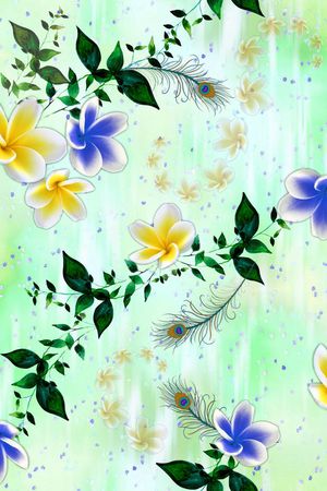 花枝叶子印花花型图片