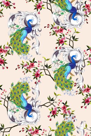 抽象手绘满版乱花印花花型图片