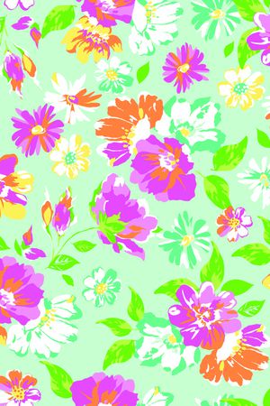 2017年春夏女装手绘花卉手绘花型印花花型图片
