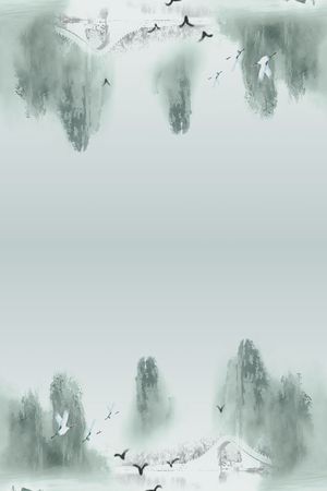 水墨画印花花型图片