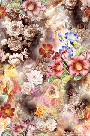 沙发布（花卉）印花花型图片