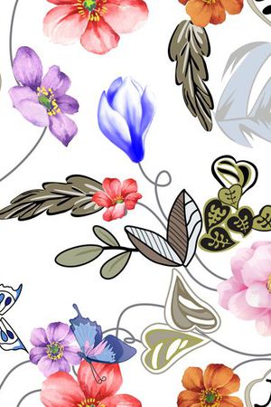 2017年春夏女装手绘花型印花花型图片