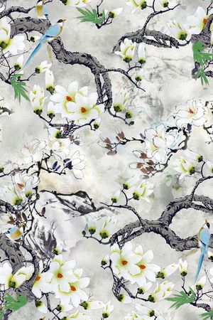 花鸟印花花型图片