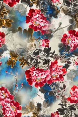 写意画印花花型图片