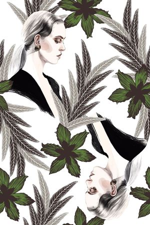 女人、花卉、素雅印花花型图片