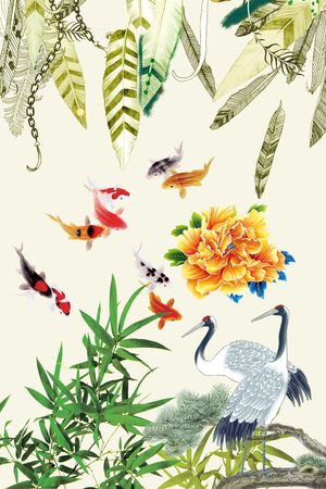 仙鹤印花花型图片