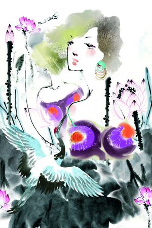 山水画印花花型图片