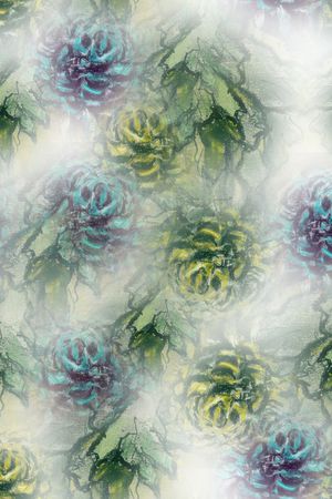 复古、油画、菊花印花花型图片