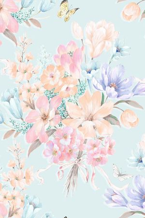 手绘花印花花型图片