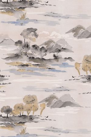 手绘风景印花花型图片