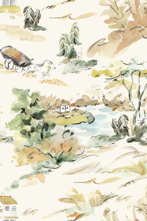 手绘风景印花花型图片